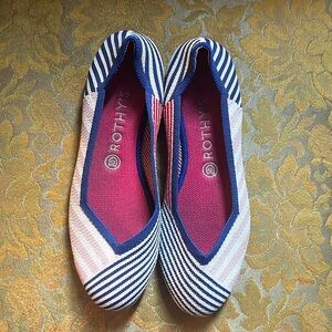 Rothy's Mixed Stripe Blue Red Pink White Women’s Size 9.5 Rare Retired